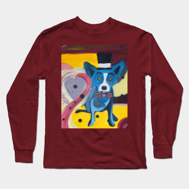 Blue Dog Long Sleeve T-Shirt by Jadenkai